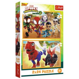 Puzzle 2x24 Spider i Dinozaury Trefl 34432