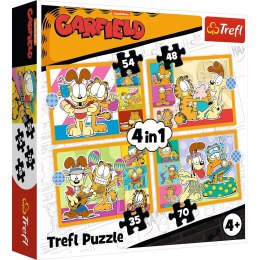 Puzzle 4w1 Garfield Kocha lasanięTrefl 34673