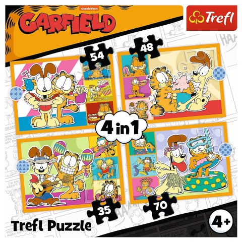 Puzzle 4w1 Garfield Kocha lasanięTrefl 34673