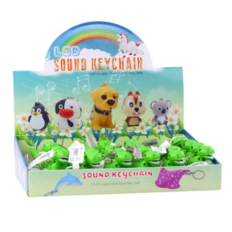 Brelok Do Kluczy Plecaka Dinozaur Latarka LED Dźwięki Mix Kolor