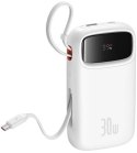 Powerbank Baseus QPow 2 10000mAh 30W z 2 wbudowanymi kablami USB-C - biały