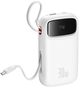 Powerbank Baseus QPow 2 10000mAh 30W z 2 wbudowanymi kablami USB-C - biały