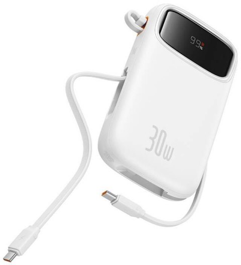 Powerbank Baseus QPow 2 10000mAh 30W z 2 wbudowanymi kablami USB-C - biały Powerbank Baseus QPow 2 10000mAh 30W z 2 wbudowanymi kablami USB-C - biały