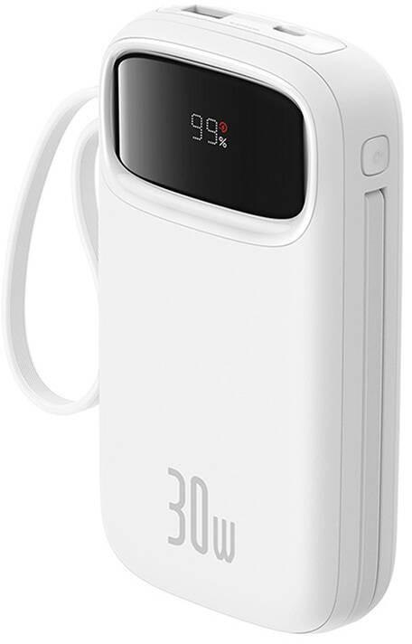 Powerbank Baseus QPow 2 10000mAh 30W z 2 wbudowanymi kablami USB-C - biały Powerbank Baseus QPow 2 10000mAh 30W z 2 wbudowanymi kablami USB-C - biały