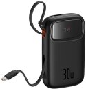 Powerbank Baseus QPow 2 10000mAh 30W z 2 wbudowanymi kablami USB-C - czarny