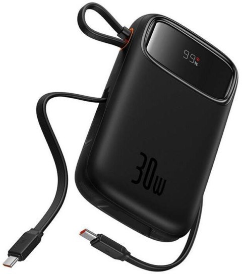 Powerbank Baseus QPow 2 10000mAh 30W z 2 wbudowanymi kablami USB-C - czarny Powerbank Baseus QPow 2 10000mAh 30W z 2 wbudowanymi kablami USB-C - czarny
