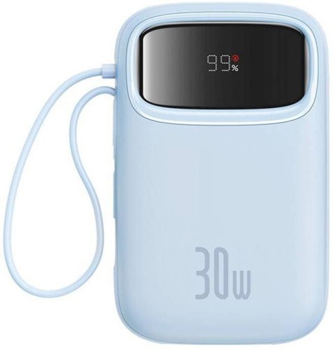 Powerbank Baseus QPow 2 10000mAh 30W z 2 wbudowanymi kablami USB-C - niebieski Powerbank Baseus QPow 2 10000mAh 30W z 2 wbudowanymi kablami USB-C - niebieski