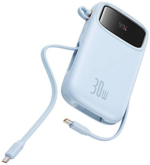 Powerbank Baseus QPow 2 10000mAh 30W z 2 wbudowanymi kablami USB-C - niebieski Powerbank Baseus QPow 2 10000mAh 30W z 2 wbudowanymi kablami USB-C - niebieski
