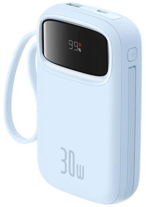 Powerbank Baseus QPow 2 10000mAh 30W z 2 wbudowanymi kablami USB-C - niebieski Powerbank Baseus QPow 2 10000mAh 30W z 2 wbudowanymi kablami USB-C - niebieski