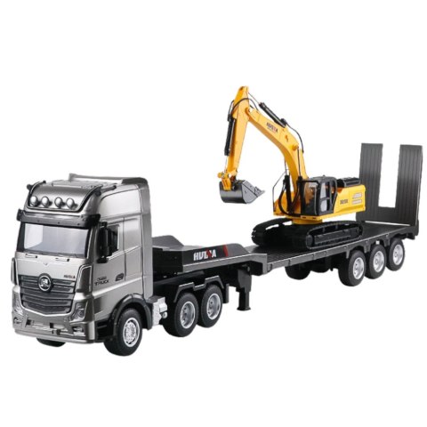 Ciężarówka Z Naczepą Koparka Zdalnie Sterowana RC Światła Dźwięk Huina 1:18