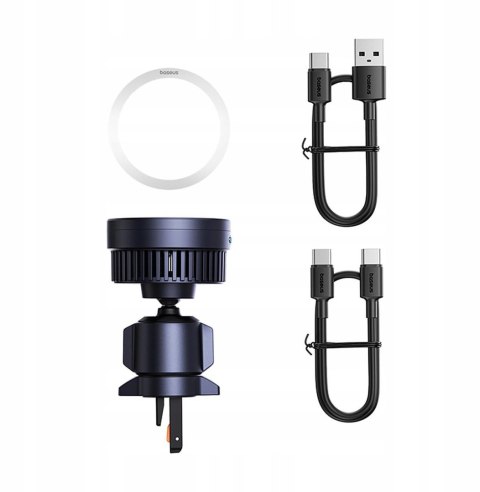 UCHWYT SAMOCHODOWY ŁADOWARKA INDUKCYJNA Baseus MagPro BS-CW04 Qi 2.0 15W MagSafe NA KRATKĘ CZARNY