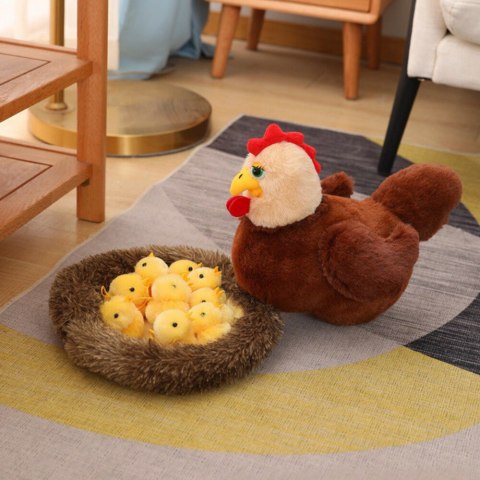 Pluszowa Kura Przytulanka Gniazdo Pisklaki Kurczaki 10szt