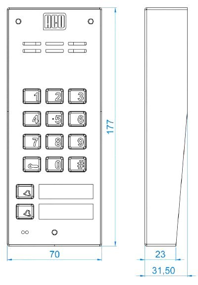 ACO FAM-P-2NPZSACC NT panel natynkowy 2-rodzinny czyt. brel. zamek szyfr.