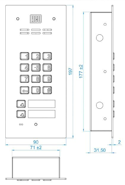 ACO FAM-P-2NPZSACC panel pod tynk 2-rodzinny czyt. brel. zamek szyfr.