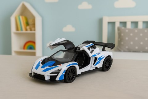 Samochód Sportowy Wyścigowy Metalowy Napęd Otwierane Drzwi Biały 1:32
