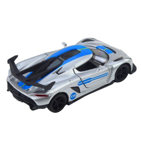 Samochód Wyścigowy Sportowy Metalowy Napęd Otwierane Drzwi Srebrny 1:32