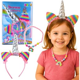 Zestaw Opaska Jednorożec Uszy Róg Naszyjnik Kolorowe