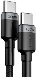 KABEL USB-C / USB-C Baseus Cafule CATKLF-ALG1 200cm 100W 5A PD 2.0 QC 3.0 CZARNO-SZARY W OPLOCIE KABEL USB-C / USB-C Baseus Cafule CATKLF-ALG1 200cm 100W 5A PD 2.0 QC 3.0 CZARNO-SZARY W OPLOCIE