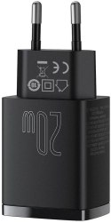 ŁADOWARKA SIECIOWA Baseus Compact Quick Charger CCXJ-B01 20W 1x USB-A 1x USB-C PD 3.0 QC 3.0 CZARNA ŁADOWARKA SIECIOWA Baseus Compact Quick Charger CCXJ-B01 20W 1x USB-A 1x USB-C PD 3.0 QC 3.0 CZARNA