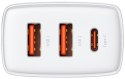 ŁADOWARKA SIECIOWA Baseus Compact Quick Charger CCXJ-E02 30W 2x USB-A 1x USB-C PD 3.0 QC 3.0 BIAŁA ŁADOWARKA SIECIOWA Baseus Compact Quick Charger CCXJ-E02 30W 2x USB-A 1x USB-C PD 3.0 QC 3.0 BIAŁA