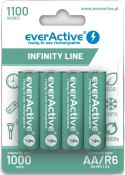 Akumulatorki AA / R06 Ni-MH everActive 1100mAh Infinity Line 3000 cykli (blister 4 szt.) Akumulatorki AA / R06 Ni-MH everActive 1100mAh Infinity Line 3000 cykli (blister 4 szt.)