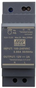 ZASILACZ IMPULSOWY NA SZYNĘ DIN MEAN WELL HDR-30-12 12V/30W/2A ZASILACZ IMPULSOWY NA SZYNĘ DIN MEAN WELL HDR-30-12 12V/30W/2A