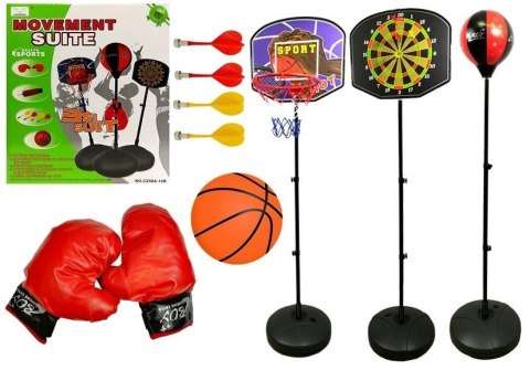 Zestaw Gier Sportowych 3w1 Koszykówka Rzutki Boks Zestaw Gier Sportowych 3w1 Koszykówka Rzutki Boks