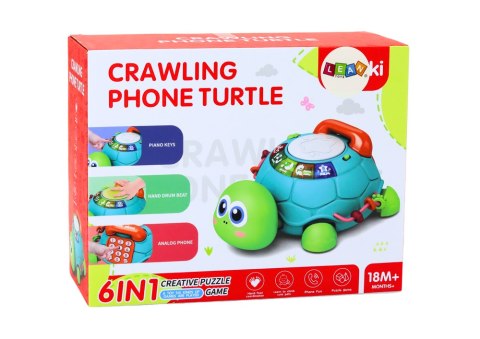 Interaktywny Żółw Edukacyjny Telefon 6w1 Światła Dźwięki Zielony Interaktywny Żółw Edukacyjny Telefon 6w1 Światła Dźwięki Zielony