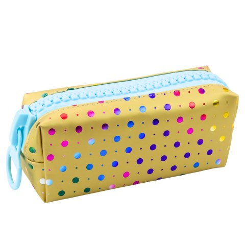 Piórnik Szkolny Organizer W Kolorowe Kropki Duży Suwak Złoty 21x8cm Piórnik Szkolny Organizer W Kolorowe Kropki Duży Suwak Złoty 21x8cm