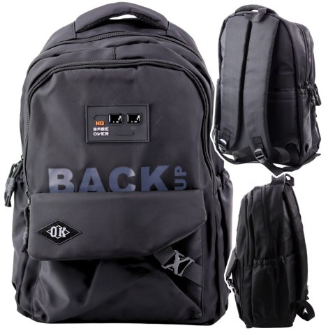 Plecak Miejski Szkolny 6 Kieszeni Back Up Czarny 23L 46cm Plecak Miejski Szkolny 6 Kieszeni Back Up Czarny 23L 46cm