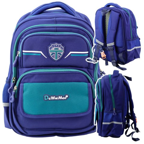 Plecak Szkolny Dziecięcy Pas Piersiowy Granatowo Zielony 20L 38cm Plecak Szkolny Dziecięcy Pas Piersiowy Granatowo Zielony 20L 38cm