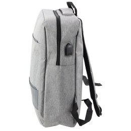 Plecak Miejski Biznesowy USB Przegroda Środkowa Szary 14L 40cm