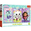 Puzzle 3x50 - Poznajcie Gabby i kotki Gabbys Dollhouse Trefl 34876