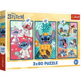 Puzzle - 3x80 - Świat Stitcha Trefl 34885
