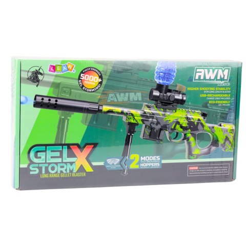 Karabin AWM Na Kulki Wodne Hydrożelowe Zielony Okulary 61cm Karabin AWM Na Kulki Wodne Hydrożelowe Zielony Okulary 61cm