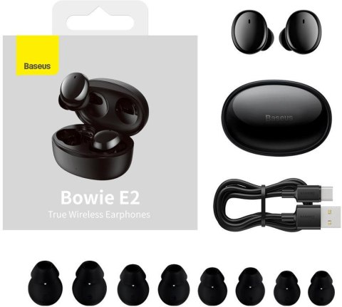 SŁUCHAWKI BEZPRZEWODOWE TWS Baseus Bowie E2 NGTW090001 BT 5.2 IP55 CZARNE SŁUCHAWKI BEZPRZEWODOWE TWS Baseus Bowie E2 NGTW090001 BT 5.2 IP55 CZARNE