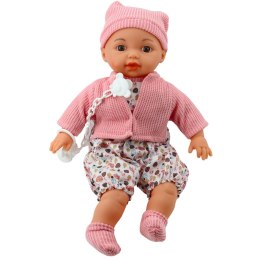 Lalka Bobas Sweterek Czapeczka Smoczek Na Łańcuszku Różowa 40cm