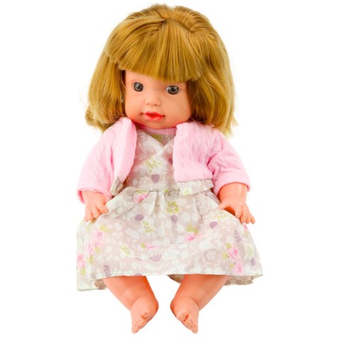 Lalka Bobas Z Butelką Do Karmienia Sukienka Pudrowy Róż Dźwięki 30cm Lalka Bobas Z Butelką Do Karmienia Sukienka Pudrowy Róż Dźwięki 30cm