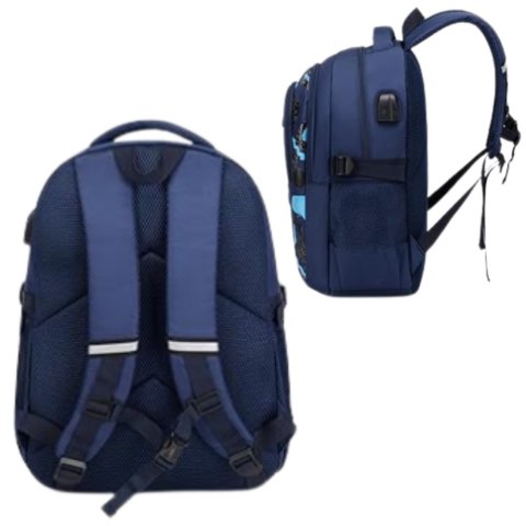 Plecak Szkolny Dziecięcy Pas Piersiowy Granatowy Rakieta Kosmos 20L 41cm Plecak Szkolny Dziecięcy Pas Piersiowy Granatowy Rakieta Kosmos 20L 41cm