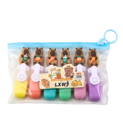 Zestaw Mini Zakreślaczy Kapibara W Etui Kolorowe Pstelowe 6szt Zestaw Mini Zakreślaczy Kapibara W Etui Kolorowe Pstelowe 6szt