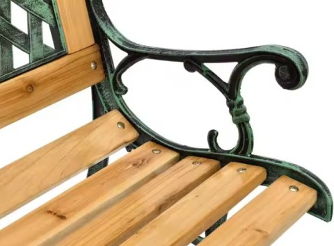 ŁAWKA OGRODOWA DREWNIANA METALOWA ŁAWECZKA PARKOWA CMENTARNA Z OPARCIEM
