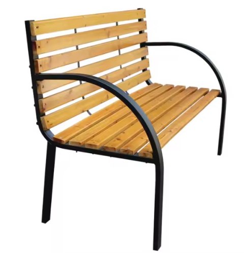 ŁAWKA OGRODOWA DREWNIANA METALOWA ŁAWECZKA PARKOWA CMENTARNA Z OPARCIEM