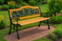 ŁAWKA OGRODOWA DREWNIANA METALOWA ŁAWECZKA PARKOWA CMENTARNA Z OPARCIEM