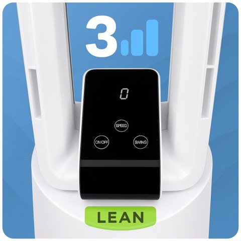 WENTYLATOR BEZŁOPATKOWY PODŁOGOWY OSCYLACJA TIMER WYŚWIETLACZ LCD PILOT