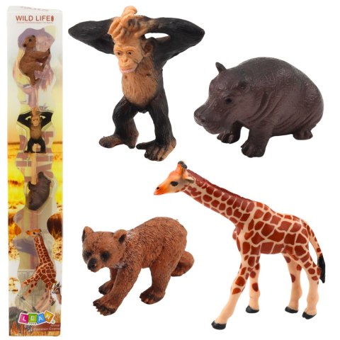 Zestaw Mini Figurki Dzikie Zwierzęta Szympans Żyrafa 6-9cm 4szt