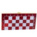 Zestaw Drewniana Gra 3W1 Szachy Tryktrak Warcaby Składana Plansza 30x30cm