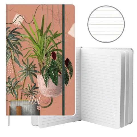 Notatnik Zeszyt Planner W Linie Liście Rośliny Gumka A5 80 Kartek Notatnik Zeszyt Planner W Linie Liście Rośliny Gumka A5 80 Kartek