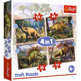Puzzle - 4w1 - Ciekawe dinozaury / Trefl 34383