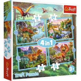 Puzzle - 4w1 - Wyjątkowe dinozaury - Trefl 34609