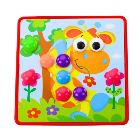 Układanka Guzikowa Mozaika Kreatywna Kolorowa 12 Plansz 46 Guzików